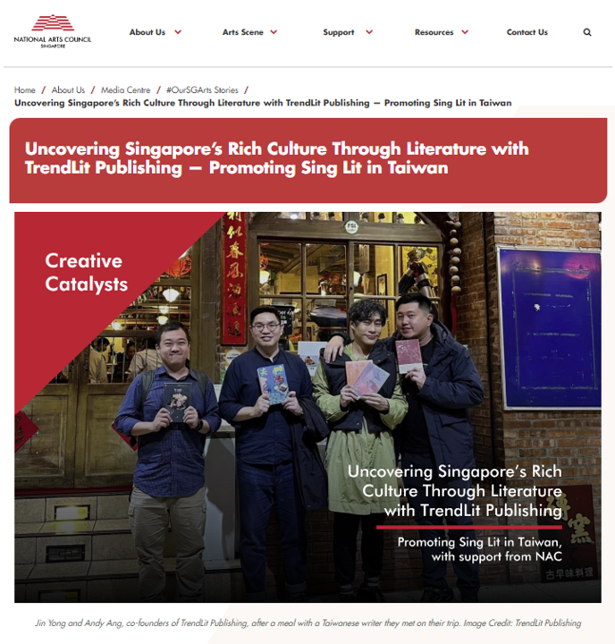 (Reposted from NAC) Uncovering Singapore’s Rich Culture Through Literature with TrendLit Publishing — Promoting Sing Lit in Taiwan