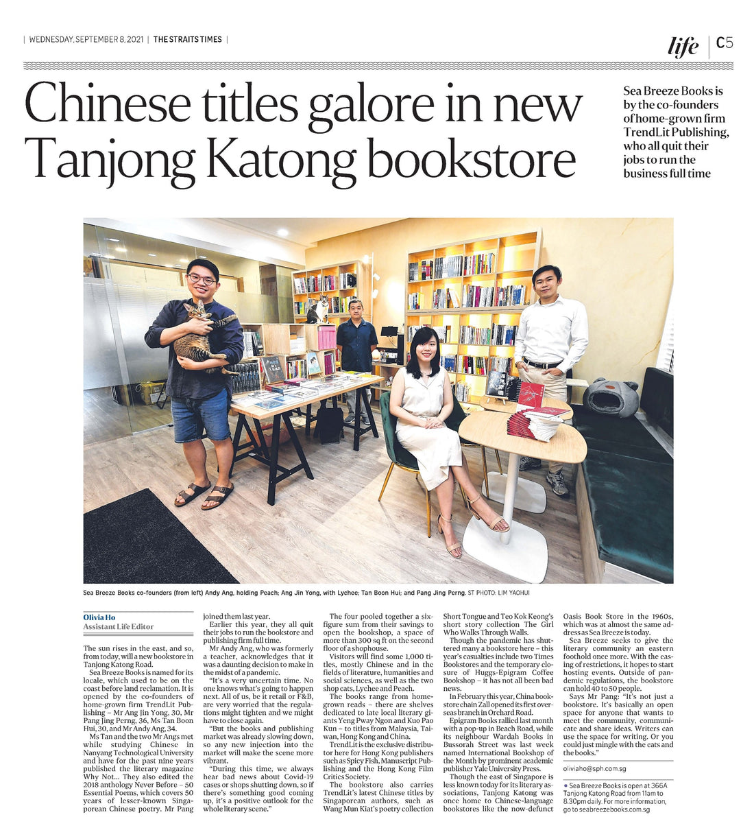 The Straits Times (Singapore): Chinese titles galore in new Tanjong Katong bookstore