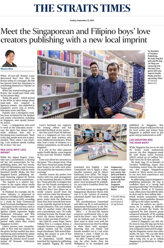 The Straits Times (Singapore): Meet the Singaporean and Filipino boys' love creators publishing with a new local imprint