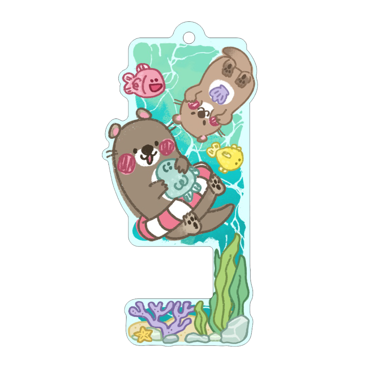 Handphone Holder Keychain - Playful Otters | 手機好好架：嬉鬧小海獺