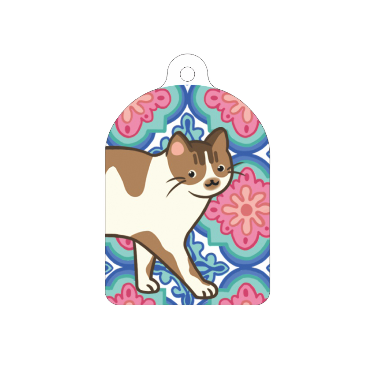 Mirror Keychain - Peranakan Tiles & Cat | 小鏡子鑰匙扣：娘惹花磚貓