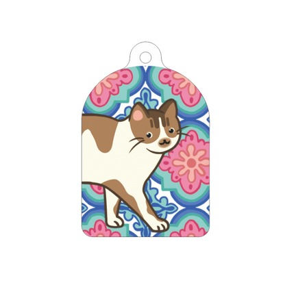 Mirror Keychain - Peranakan Tiles & Cat | 小鏡子鑰匙扣：娘惹花磚貓